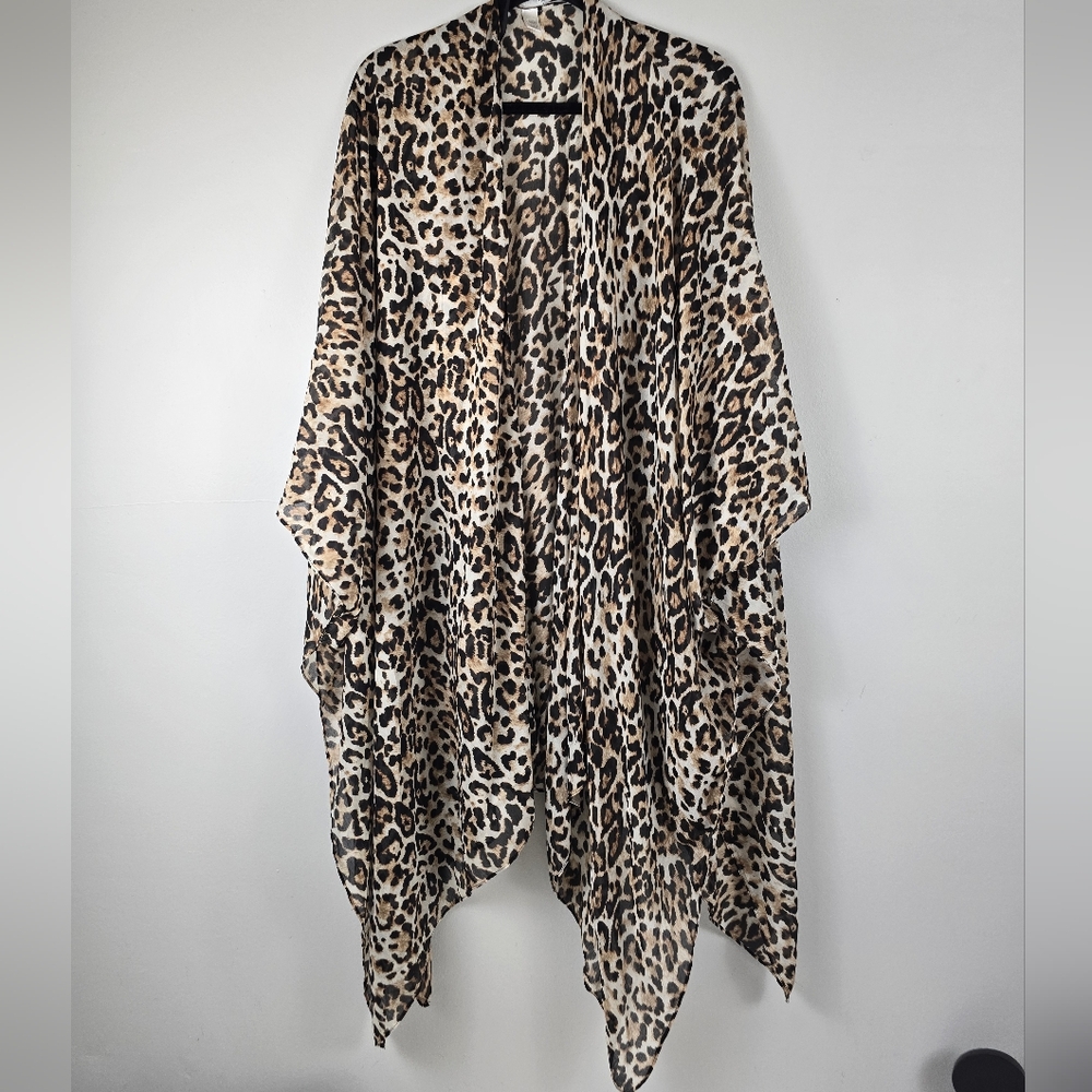 Cato plus size leopard tiger print open front kimono style cadigan